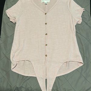 French laundry striped short sleeve, bottom tie Tshirt